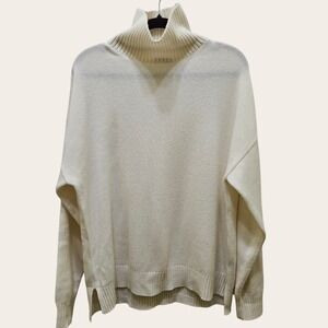J McLaughlin Dina Ivory 100% Cashmere Turtleneck Sweater Oversized XL Classic